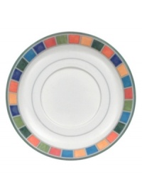 The Twist Alea tea cup saucer is a perfect complement to the tea cup. Features an enamel colorblock pattern reminiscent of Spanish tile and a vivid band of color along the rim. The Twist Alea tea cup saucer is a perfect complement to the tea cup. Features an enamel colorblock pattern reminiscent of Spanish tile and a vivid band of color along the rim.