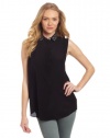 Rebecca Taylor Women's Silk Beaded Collar Top