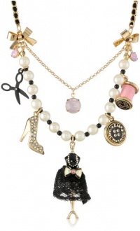 Betsey Johnson Paris is Always a Good Idea Dress Form Multi-Charm Necklace, 19 Betsey Johnson Paris is Always a Good Idea Dress Form Multi-Charm Necklace, 19