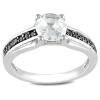 Sterling Silver 1 3/8 CT TGW Created White Sapphire 1/7 CT TDW Round Black Single-Cut Diamond Fashion Ring