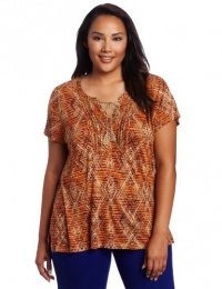 Lucky Brand Women's Plus-Size Aztec Top Lucky Brand Women's Plus-Size Aztec Top