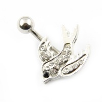 316L Surgical Steel 14G Sparkle Sparrow Bird Prong Pave Dangle Navel Belly Bar Ring Barbell 316L Surgical Steel 14G Sparkle Sparrow Bird Prong Pave Dangle Navel Belly Bar Ring Barbell