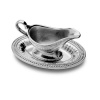 Wilton Armetale Flutes and Pearls Gravy Boat with Tray, Oval, 6-1/4- Inch by 9-1/4-Inch