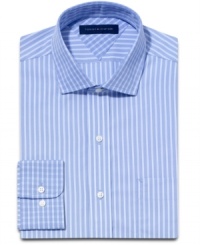 Standard stripes. This Tommy Hilfiger slim-fit dress shirt is a perennial favorite. Standard stripes. This Tommy Hilfiger slim-fit dress shirt is a perennial favorite.