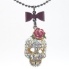 DaisyJewel Presents: Betsey Johnson Rose Skull Necklace Top Seller - This 3D Skull is a Betsey Favorite and Covered with Sparkling Crystal Pave and Colorful Enamel Accented Rose. The Pendant Is 1.25 In. Long .75 in Wide and .75 In. Thick. It Hangs From a 