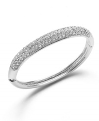Sparkling, stackable style! Pair this party-perfect bangle with others for a chic, layered look, or wear it alone to make a solitary statement. Charter Club's stylish bangle creates the perfect amount of shine with glittering, pave-set glass accents. Crafted in silver tone mixed metal. Approximate diameter: 2-1/4 inches. Sparkling, stackable style! Pair this party-perfect bangle with others for a chic, layered look, or wear it alone to make a solitary statement. Charter Club's stylish bangle creates the perfect amount of shine with glittering, pave-set glass accents. Crafted in silver tone mixed metal. Approximate diameter: 2-1/4 inches.