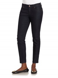 THE LOOKNarrow waistband with belt loops Front zip and button closureFive-pocket styleSkinny-leg silhouetteAnkle zippersTHE FITRise, about 8Inseam, about 28THE MATERIAL90% organic cotton/8% elasterell/2% elastaneCARE & ORIGINMachine washImported THE LOOKNarrow waistband with belt loops Front zip and button closureFive-pocket styleSkinny-leg silhouetteAnkle zippersTHE FITRise, about 8Inseam, about 28THE MATERIAL90% organic cotton/8% elasterell/2% elastaneCARE & ORIGINMachine washImported