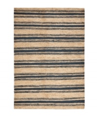 A classic navy blue stripe mingles with neutral tones, creating a casual, care-free area rug from Lauren Ralph Lauren. Hand-knotted of pure jute and natural hemp, the Cliff Stripe rug is as durable as it is smart in style. A classic navy blue stripe mingles with neutral tones, creating a casual, care-free area rug from Lauren Ralph Lauren. Hand-knotted of pure jute and natural hemp, the Cliff Stripe rug is as durable as it is smart in style.