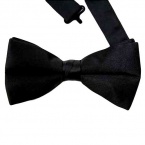 Formal Black Satin Banded Men's Bow Tie
