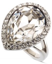 Sweetly sophisticated. Givenchy's chic cocktail ring boasts a large glass crystal cut in pear-shape, surrounded by smaller accents. Crafted in silver tone mixed metal. Size 7. Sweetly sophisticated. Givenchy's chic cocktail ring boasts a large glass crystal cut in pear-shape, surrounded by smaller accents. Crafted in silver tone mixed metal. Size 7.
