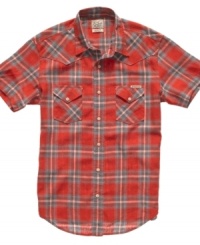 Get some western style in your wardrobe with this short-sleeved shirt from Lucky Brand Jeans. Get some western style in your wardrobe with this short-sleeved shirt from Lucky Brand Jeans.
