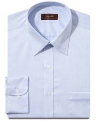A smooth hand and a subtle color make this Tasso Elba dress shirt a mainstay of the working man's wardrobe. A smooth hand and a subtle color make this Tasso Elba dress shirt a mainstay of the working man's wardrobe.