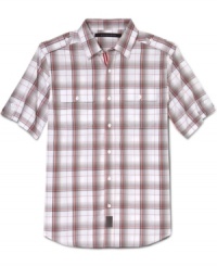 Pop some preppy plaid into your urban attire with this short sleeved shirt from Sean John. Pop some preppy plaid into your urban attire with this short sleeved shirt from Sean John.