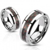 STR-0032 Stainless Steel Black and Red Carbon Fiber Inlay Band Ring Size 5-14; Comes With Free Gift Box