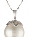 Sterling Silver 13mm Shell Pearl Pendant Necklace , 18