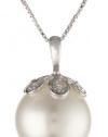 Sterling Silver 13mm Shell Pearl Pendant Necklace , 18