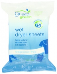 Grab Green Wet Dryer Cloths, Fragrance Free, 32 Sheets