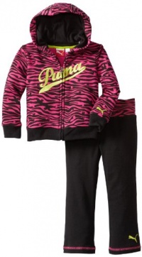 Puma - Kids Girls 2-6X Toddler Zebra Print Hoodie Set, Black, 4T