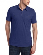 Kenneth Cole Men's Dressy Slub Double Pocket Polo