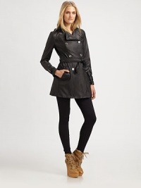 Made from supple leather, this is a luxurious take on the classic trenchcoat featuring all of the beloved tailored details. Double-breasted designEpaulettesPrincess seamsButton frontFlap pocketsButton detail at back yokeAbout 31 from shoulder to hemLeather; cotton liningDry clean by leather specialistMade in Italy Model shown is 5'9½ (176cm) wearing US size 4. OUR FIT MODEL RECOMMENDS ordering true size. Made from supple leather, this is a luxurious take on the classic trenchcoat featuring all of the beloved tailored details. Double-breasted designEpaulettesPrincess seamsButton frontFlap pocketsButton detail at back yokeAbout 31 from shoulder to hemLeather; cotton liningDry clean by leather specialistMade in Italy Model shown is 5'9½ (176cm) wearing US size 4. OUR FIT MODEL RECOMMENDS ordering true size.