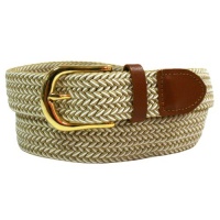 Beige & White Braided Elastic Stretch Leather Tipped Belt Beige & White Braided Elastic Stretch Leather Tipped Belt