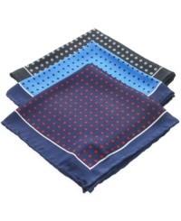 With a small dotted pattern, this Club Room silk pocket square is the perfect style accent when peeking out of a chest pocket. With a small dotted pattern, this Club Room silk pocket square is the perfect style accent when peeking out of a chest pocket.