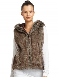 THE LOOKFaux fur designHoodFront zip closureSleevelessSide seam pocketsTHE FITAbout 23 from shoulder to hemTHE MATERIALAcrylic Fully linedCARE & ORIGINDry cleanImportedModel shown is 5'10 (177cm) wearing US size S/M. 