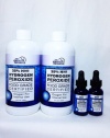 The One Minute Miracle 35% H2o2 Hydrogen Peroxide Food Grade Certified 2 Bottles 16 oz Each Plus a 2 FREE 1 oz Bottle Glass Dropper