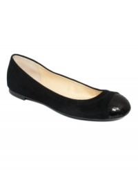 Cute and capped. GUESS' Xia flats do things a little differently with their cute, textured capped toe. Cute and capped. GUESS' Xia flats do things a little differently with their cute, textured capped toe.