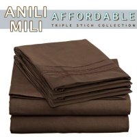 Anili Mili's Triple Stitch Embroidery Affordable 4 PC Bed Sheet Set - Queen Size, Chocolate Brown Anili Mili's Triple Stitch Embroidery Affordable 4 PC Bed Sheet Set - Queen Size, Chocolate Brown