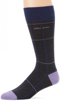 HUGO BOSS Men's Grid Pattern Dress Sock