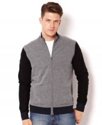 This full zip sweater from Nautica is an easy way to add a clean, crisp layer to your seasonal style. This full zip sweater from Nautica is an easy way to add a clean, crisp layer to your seasonal style.