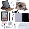 22 pcs iPad 3 Accessory Bundle / 360° Plaid Leather Case, Smoke TPU Case, Black Silicone Case / Earphones / 4 Black and Silver Stylus Pens! / Chargers for iPad 3 - ECO-FUSED® Microfiber Cleaning Cloth Included - And MORE! Also compatible with iPad 2 (La