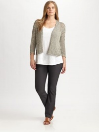 Soft stretch crepe, in a pull-on style with a flattering bootcut silhouette.Banded waistBack dartsInseam, about 31¼70% viscose/24% nylon/6% lycraMachine washMade in USA of imported fabric Soft stretch crepe, in a pull-on style with a flattering bootcut silhouette.Banded waistBack dartsInseam, about 31¼70% viscose/24% nylon/6% lycraMachine washMade in USA of imported fabric