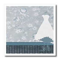 Dress on form in Room, Aqua Green Roses on Wallpaper - 6x6 Iron On Heat Transfer For White Material Dress on form in Room, Aqua Green Roses on Wallpaper - 6x6 Iron On Heat Transfer For White Material