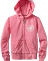 Southpole - Kids Girls 7-16 Light Weight Soft Knit Full Zip Hoodie With Heart Detail At Chest, Acid Pink, Large