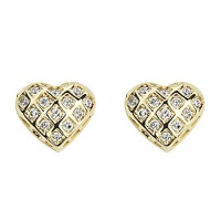 14K Yellow Gold Plated Heart CZ Stud Earrings with Screw-back for Children & Women 14K Yellow Gold Plated Heart CZ Stud Earrings with Screw-back for Children & Women