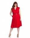 Jones New York Women's Plus-Size Sleeveless Belted Flap Pocket Dress