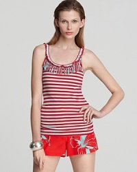 A playful Oonagh by Nanette Lepore tank flaunts fun stripes and fabulous fringe to liven up the most basic staples. Want a bolder look? Contrasting prints are in, so go big and bright--and have the last word on summer style. A playful Oonagh by Nanette Lepore tank flaunts fun stripes and fabulous fringe to liven up the most basic staples. Want a bolder look? Contrasting prints are in, so go big and bright--and have the last word on summer style.