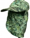 Aqua Design Mens Sun Protection Camo Long Bill Fishing Cap with Neck Cape