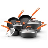 Rachael Ray Hard Anodized II Nonstick Dishwasher Safe 10-Piece Cookware Set, Orange Rachael Ray Hard Anodized II Nonstick Dishwasher Safe 10-Piece Cookware Set, Orange