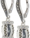 Judith Jack Tassels Sterling Silver Marcasite Crystal Barrel Leverback Drop Earrings