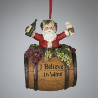 Kurt Adler 4-Inch Polyresin Santa on Wine Barrel Ornament Kurt Adler 4-Inch Polyresin Santa on Wine Barrel Ornament
