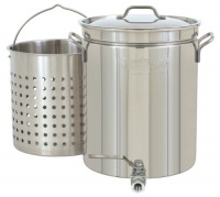 Bayou Classic 1140 Stainless 10-Gallon Steam Boil Stockpot with Spigot Basket and Vented Lid Bayou Classic 1140 Stainless 10-Gallon Steam Boil Stockpot with Spigot Basket and Vented Lid