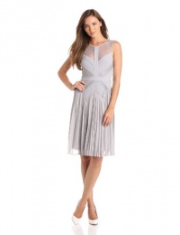 BCBGMAXAZRIA Womens Raya Sleeveless Pleated Lace Dress, Glacier, 10 BCBGMAXAZRIA Womens Raya Sleeveless Pleated Lace Dress, Glacier, 10