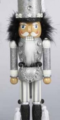 17 Hollywood Decorative Silver Glittered Soldier Wooden Christmas Nutcracker 17 Hollywood Decorative Silver Glittered Soldier Wooden Christmas Nutcracker