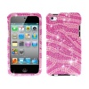Bling Zebra Skin (Pink/Hot Pink) Diamante For Apple Ipod Touch 4g 4th Generation Hard Case Cell Phone Protector Phone Accessory