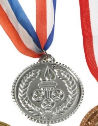 2 Costume Accessory Olympic Style Plastic Silver Medal 2 Costume Accessory Olympic Style Plastic Silver Medal