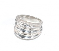 Unique Designer Inspired Strand Wide Band Sterling Silver Ring Unique Designer Inspired Strand Wide Band Sterling Silver Ring