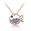 RareLove Swarovski Elements Amethyst Crystal Cute Fish pendant necklace